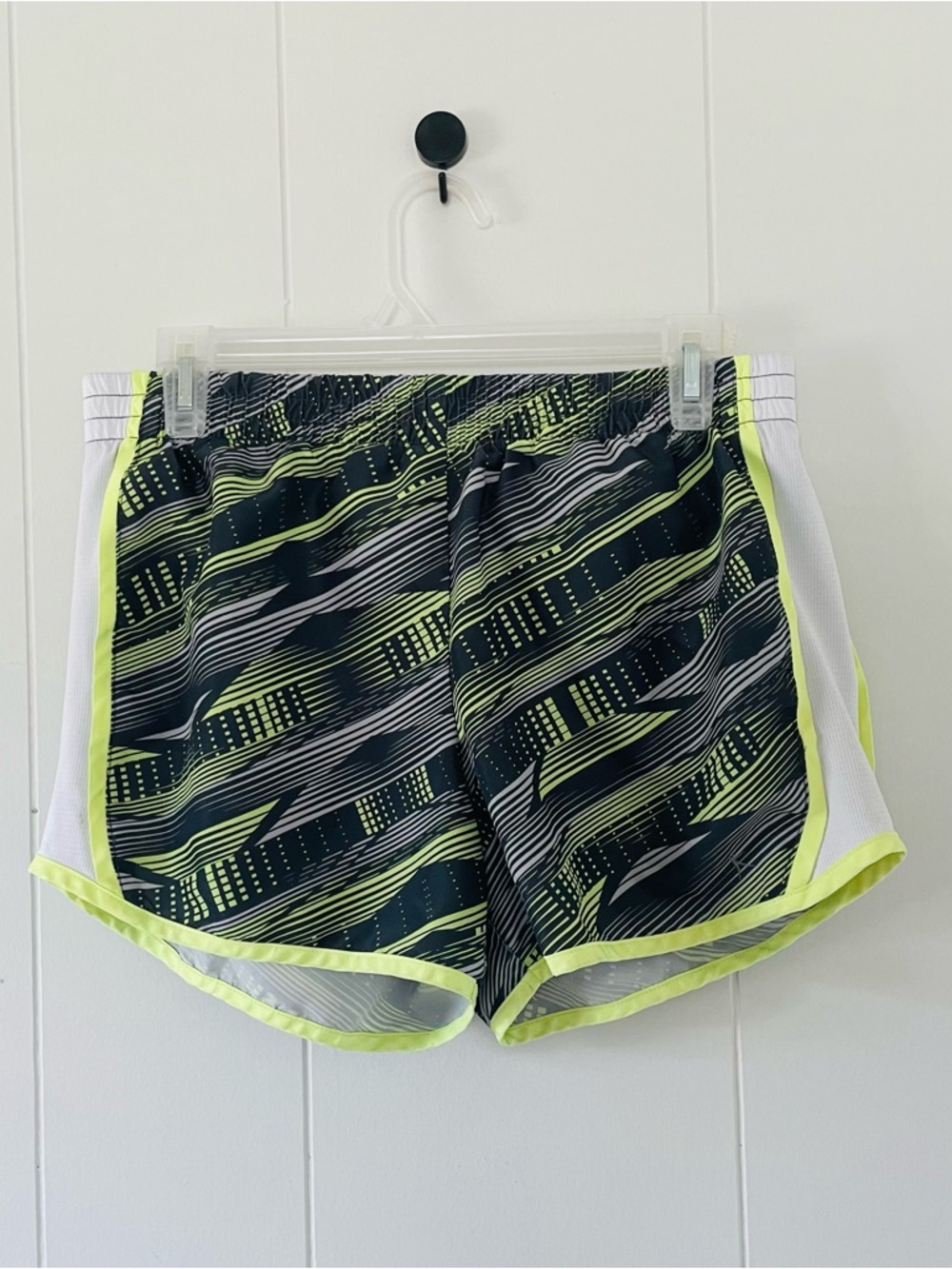 Danskin Now Black with Neon Yellow Trim Athletic Running Shorts